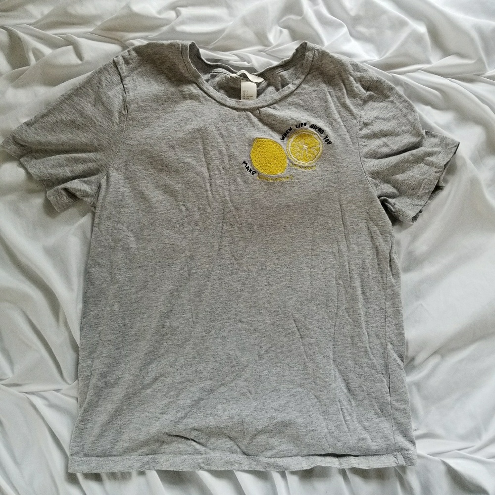 Grey Lemon Embroidered Shirt
